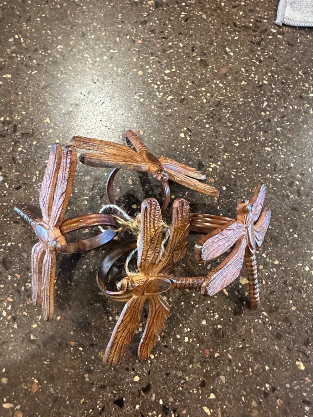 Set of 4 Copper Dragonfly Napkin Rings